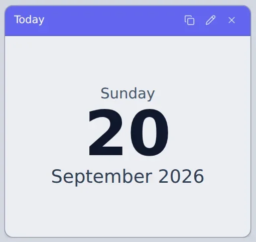 Calendar widget showing the date.