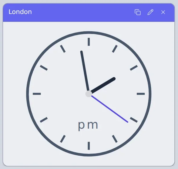 Analogue clock widget for London.